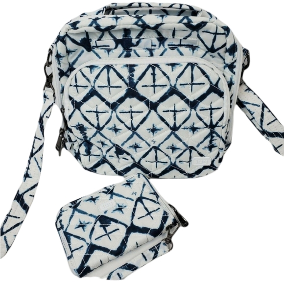 lug Handbags - Lug Ranger Crossbody Bag and Rodeo Wallet Set Diamond White Blue Nylon Quilted
